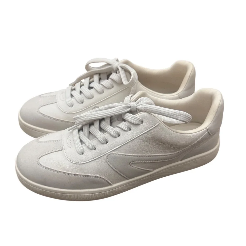 DV Dolce Vita‎ Voyage White Leather Suede Lace Up Sneakers Women's Size 9.5
